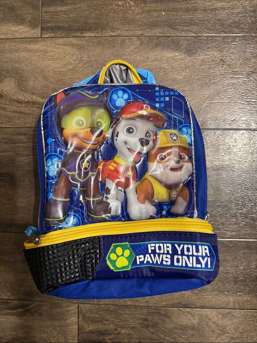 Paw Patrol Blue and Yellow Kids lunch bag with Paw Patrol Characters